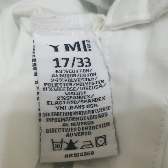 YMI Jean's Curvt Fit White Shortalls - Picture 7 of 8